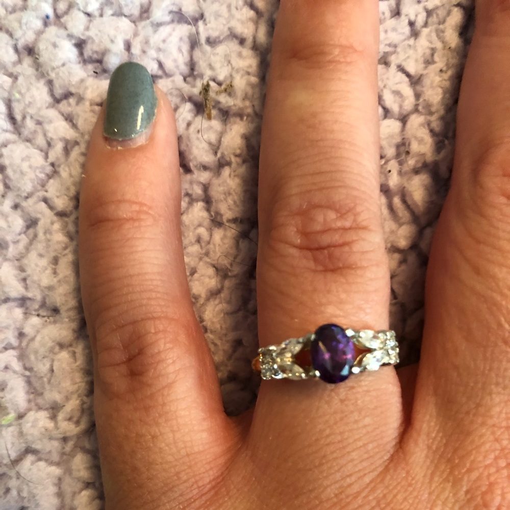 Purple and crystal ring